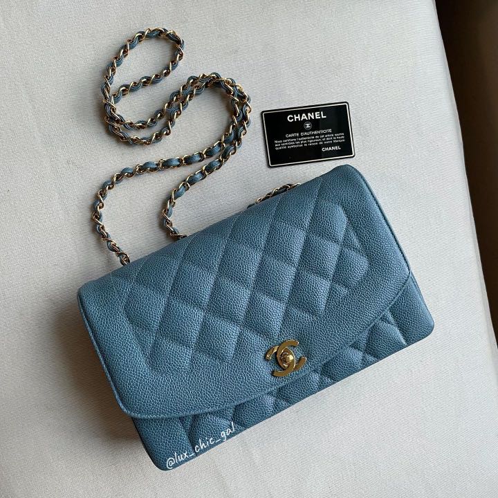 SOLD**AUTHENTIC CHANEL Blue Caviar Diana Medium 10 Flap Bag 24k Gold  Hardware 💙 FULL BOX SET, Luxury, Bags & Wallets on Carousell