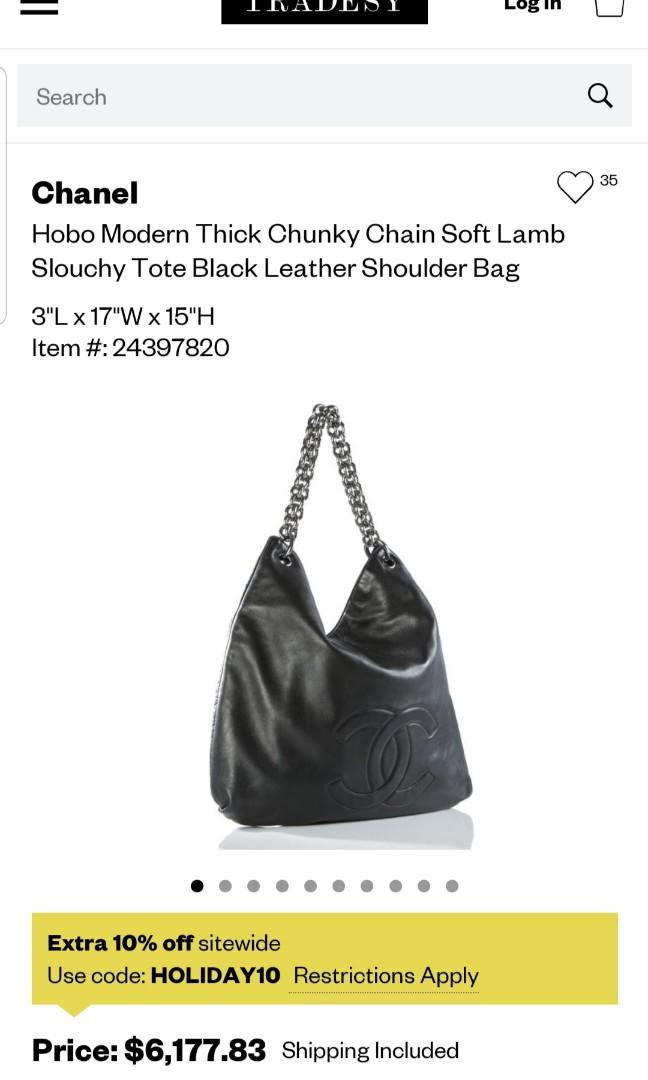 Chanel Modern Thick Chunky Chain Soft Lamb Hobo Slouchy Tote