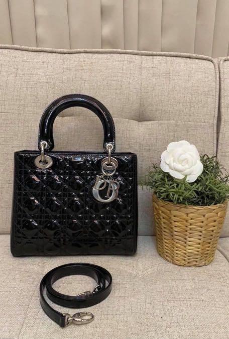 Lady dior patent black new arrivals