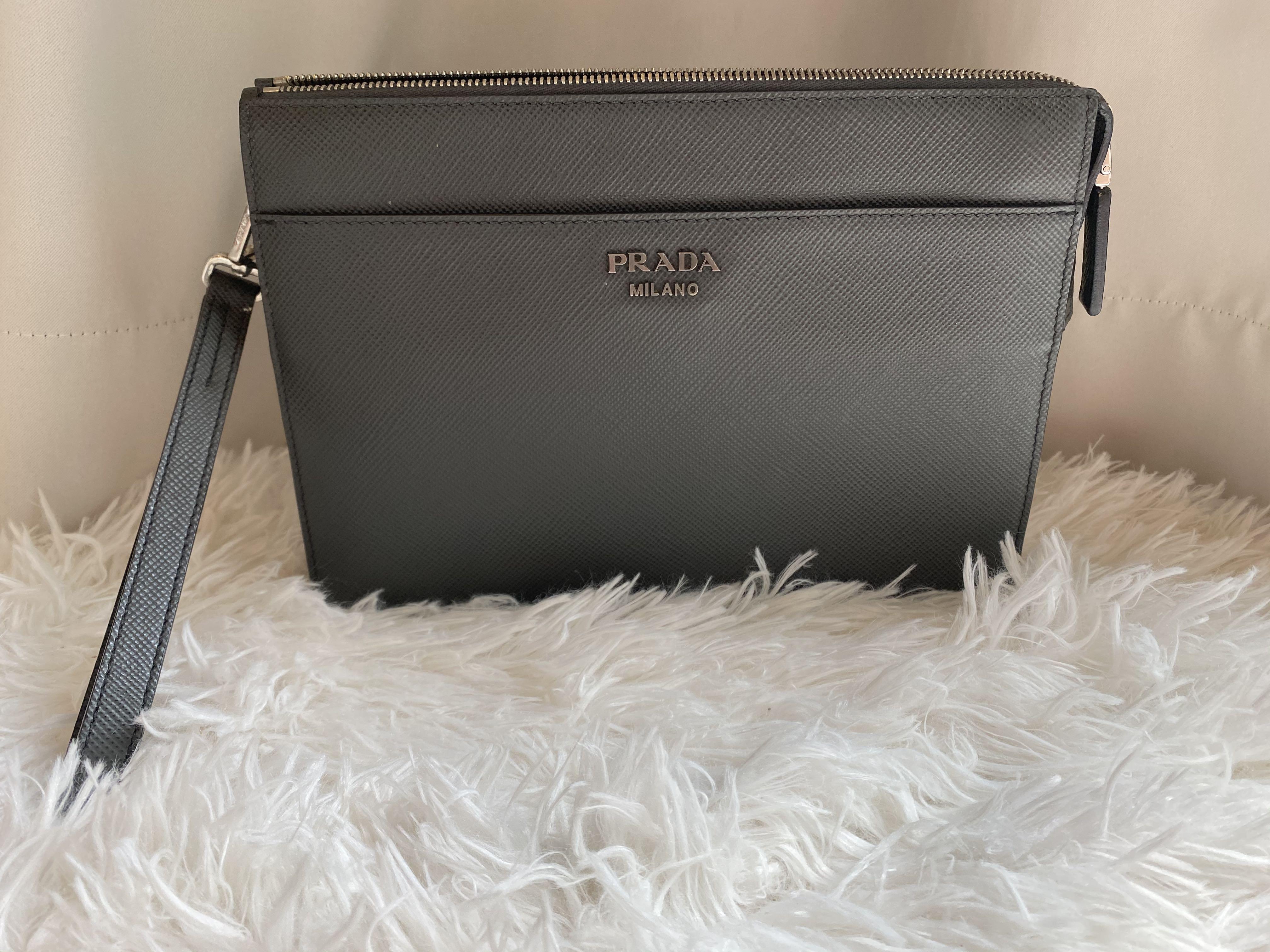 Authentic Prada Men Clutch Bag, Luxury, Bags & Wallets on Carousell