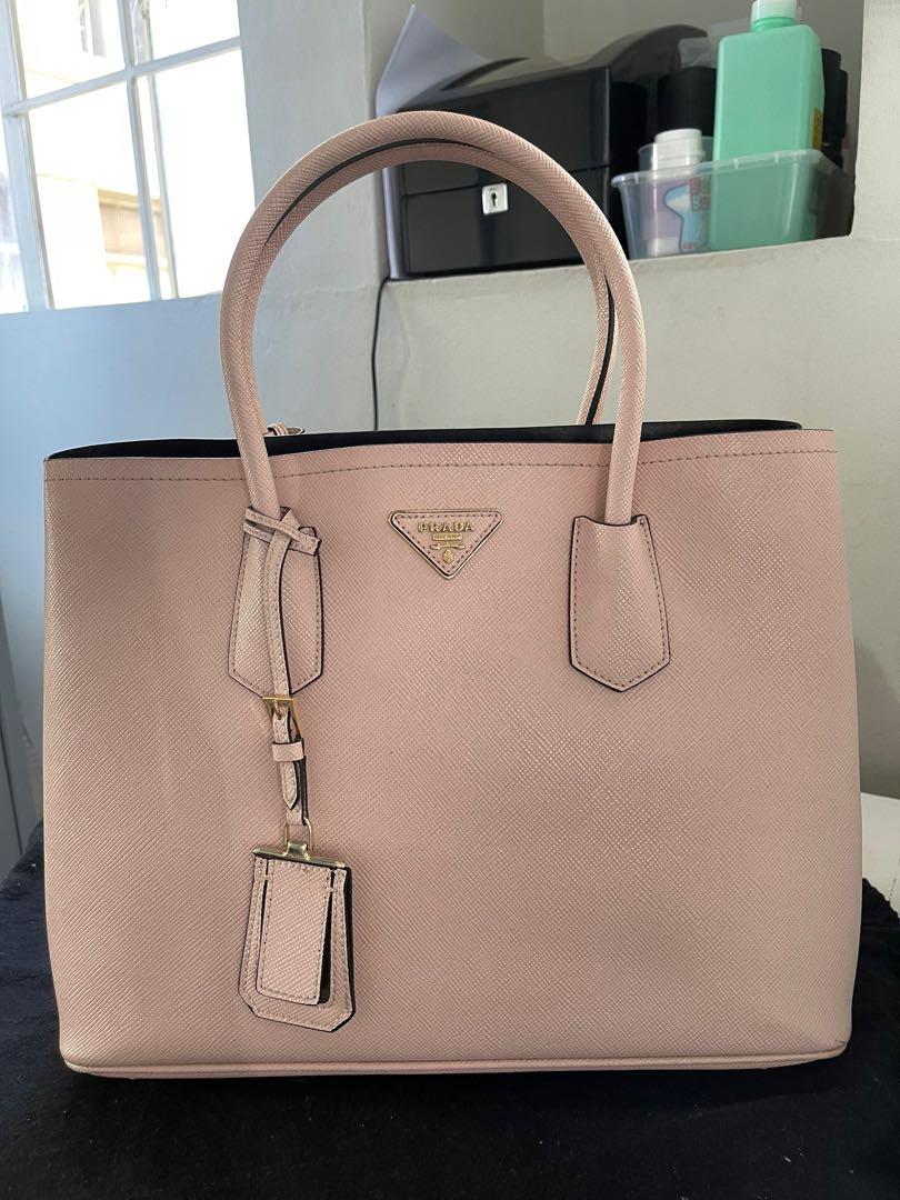 Baby Pink Prada saffiano cuir double bag, Women's Fashion, Bags & Wallets,  Shoulder Bags on Carousell