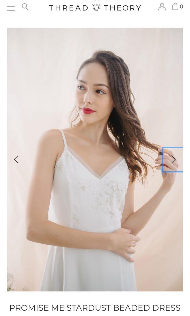 BNWT The Thread Theory PROMISE ME STARDUST BEADED DRESS (WHITE