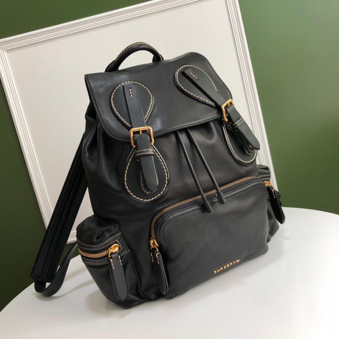 Burberry black leather backpack shop