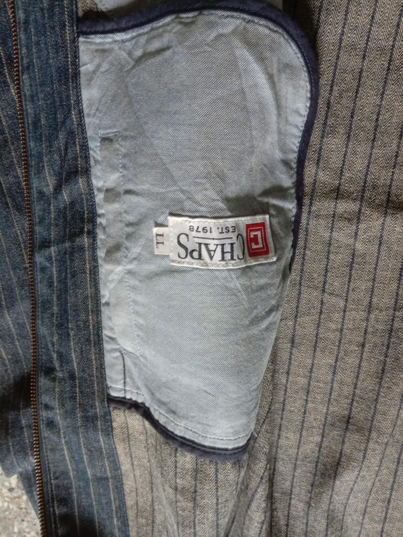 Chaps Zipper Denim Jacket, Fesyen Pria 