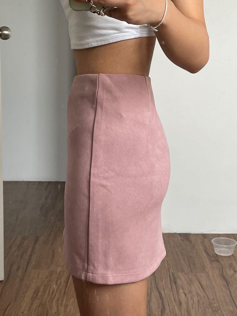 Baby pink outlet velvet mini skirt