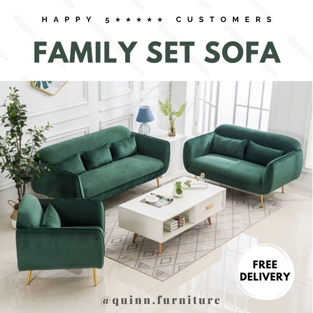 Sleek Brand New Velvet Sofa Family