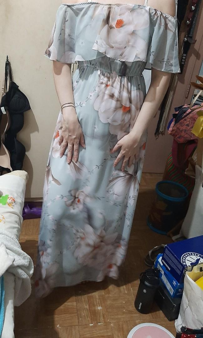 Dorothy Perkins Off Shoulder formal printed gown Women s Fashion Dresses Sets Evening dresses gowns on Carousell