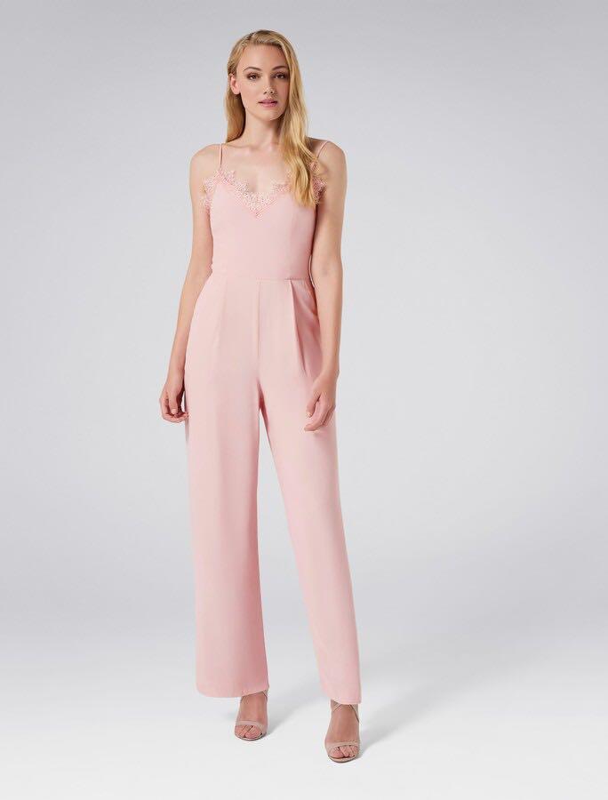 Forever New Pink Lace Jumpsuit Women s Fashion Dresses Sets Jumpsuits on Carousell