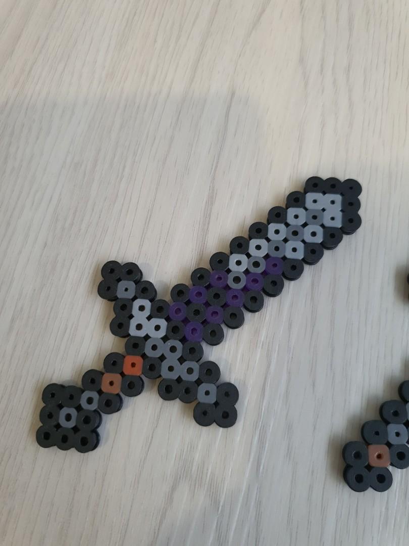 HAMA/PERLER beads minecraft netherite weapons and tools, Hobbies & Toys