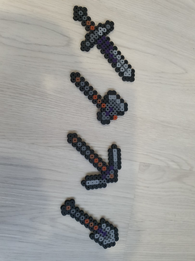 HAMA/PERLER beads minecraft netherite weapons and tools, Hobbies & Toys