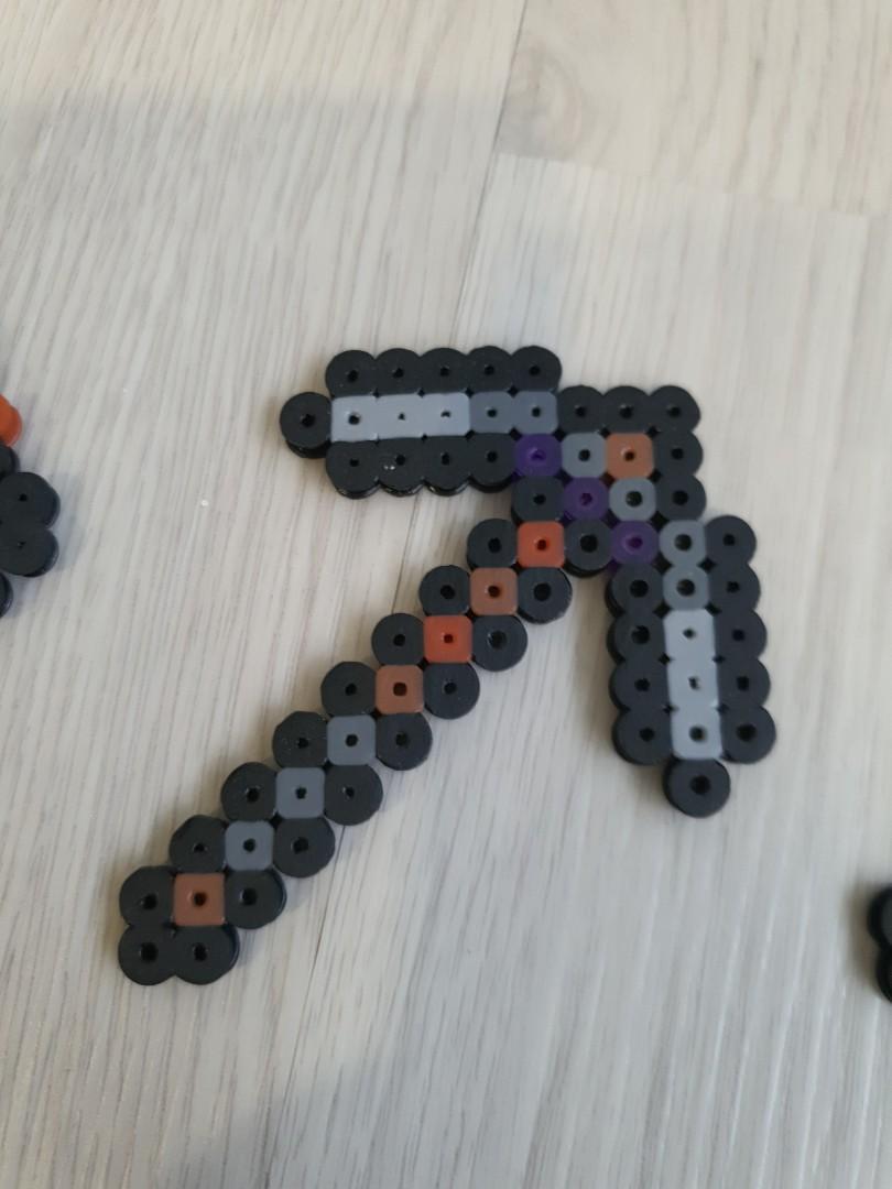 HAMA/PERLER beads minecraft netherite weapons and tools, Hobbies & Toys
