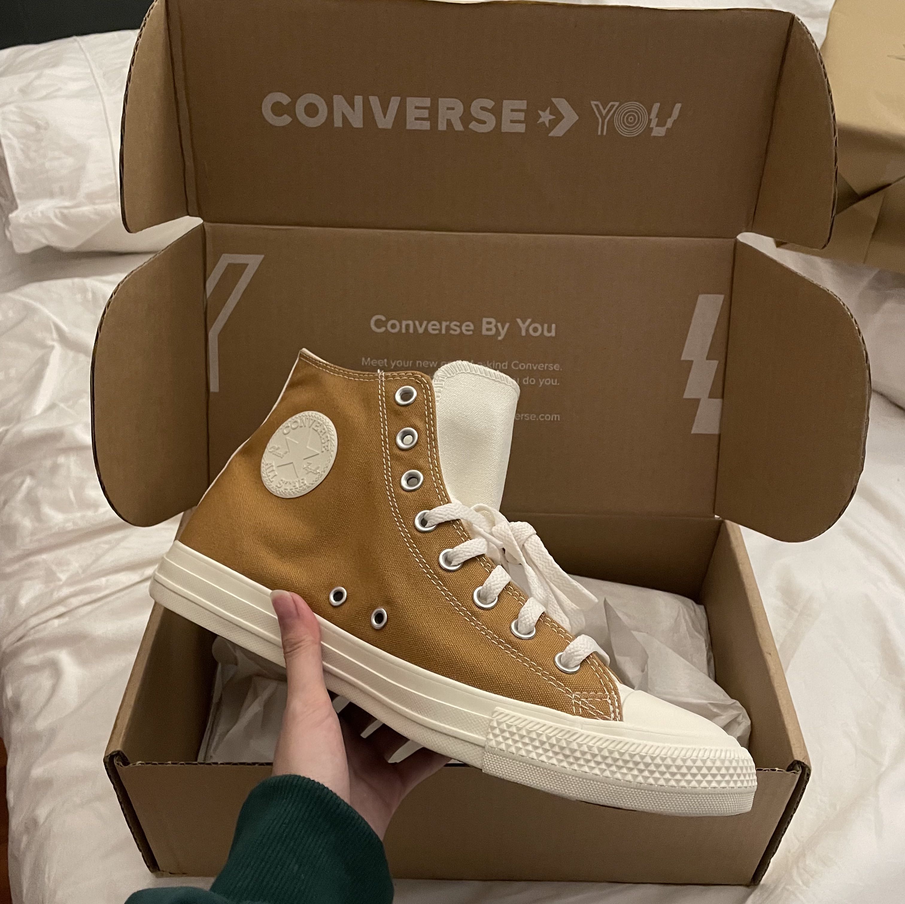 High Top Light Brown Converse (Customs), Men's Fashion, Footwear, Sneakers  on Carousell