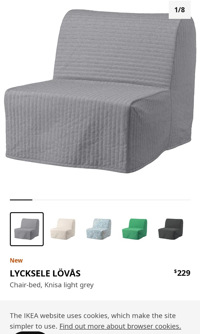 Ikea chair bed, 100, Furniture & Home Living, Furniture, Sofas on