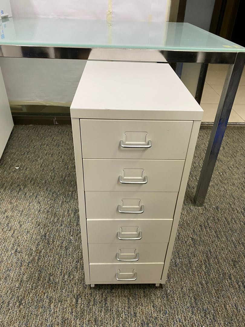 Ikea Pedestal 6 mini drawers (metal) on rollers, Furniture & Home