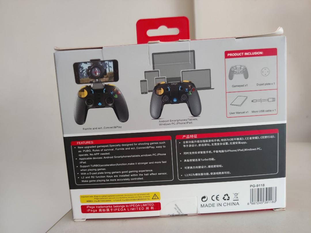 Ipega Wireless Controller (Category: Controllers) located in Singapore. Submitted by shawnc0991 (Listing ID 1123369669, Image 2). Description: Item is still new. Comes with the charger cable and instructions ..