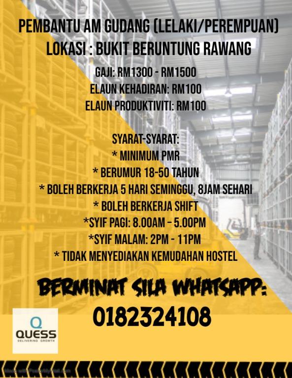 Jawatan Kosong Gudang Kerja Tetap Jobs Full Time Warehouse Logistics On Carousell