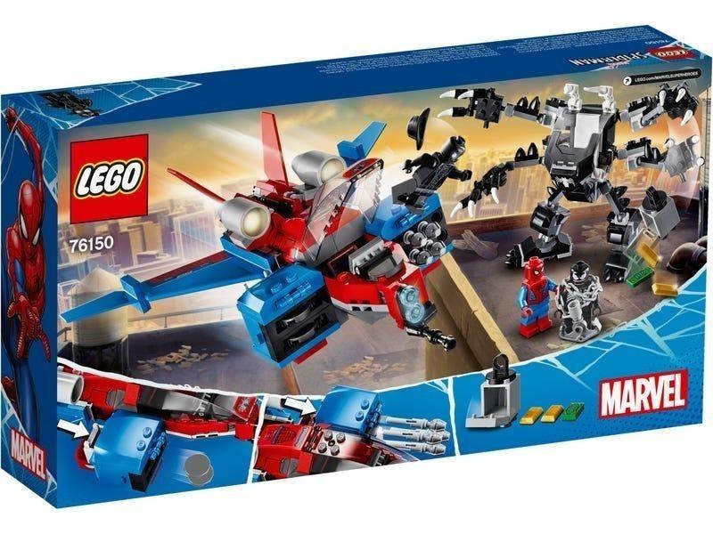 LEGO - 76150 Marvel：Spiderjet vs. Venom Mech 漫威：蜘蛛俠蜘蛛噴氣式飛機對戰毒魔機甲, 興趣及遊戲,  玩具 遊戲類- Carousell