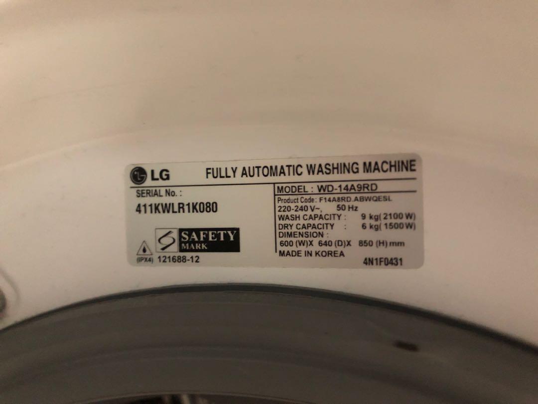 LG (2 in 1) Washer & Dryer Direct Drive 9 kg/6 kg, TV & Home