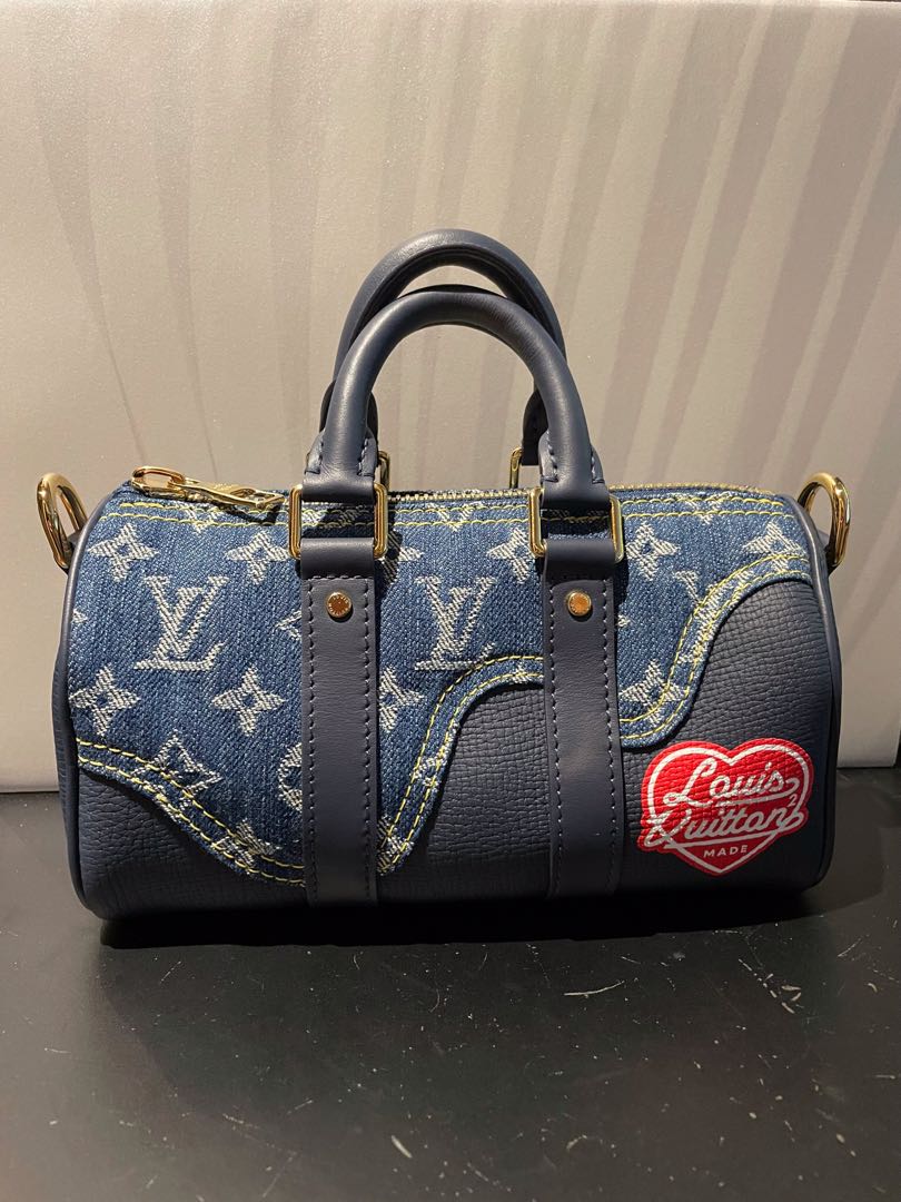 Limited edition Louis Vuitton keepall XS strap in blue denim by