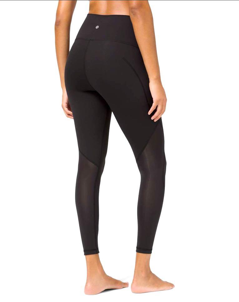 Lululemon Wunder Under Chiffon Mesh 25 black size 4 Women s Fashion Activewear on Carousell