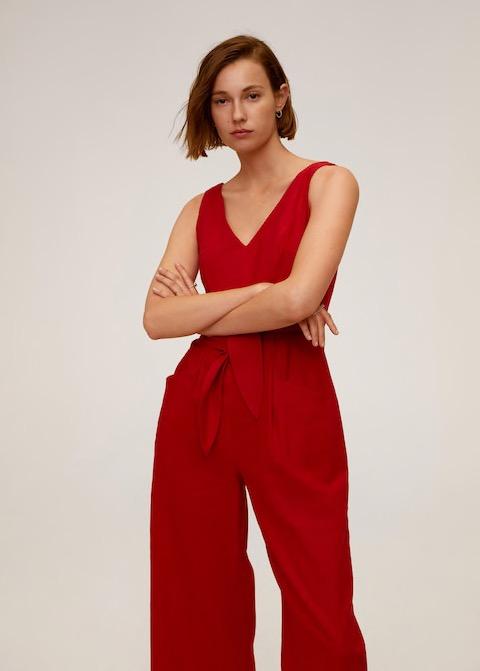 Mango bow long jumpsuit discount