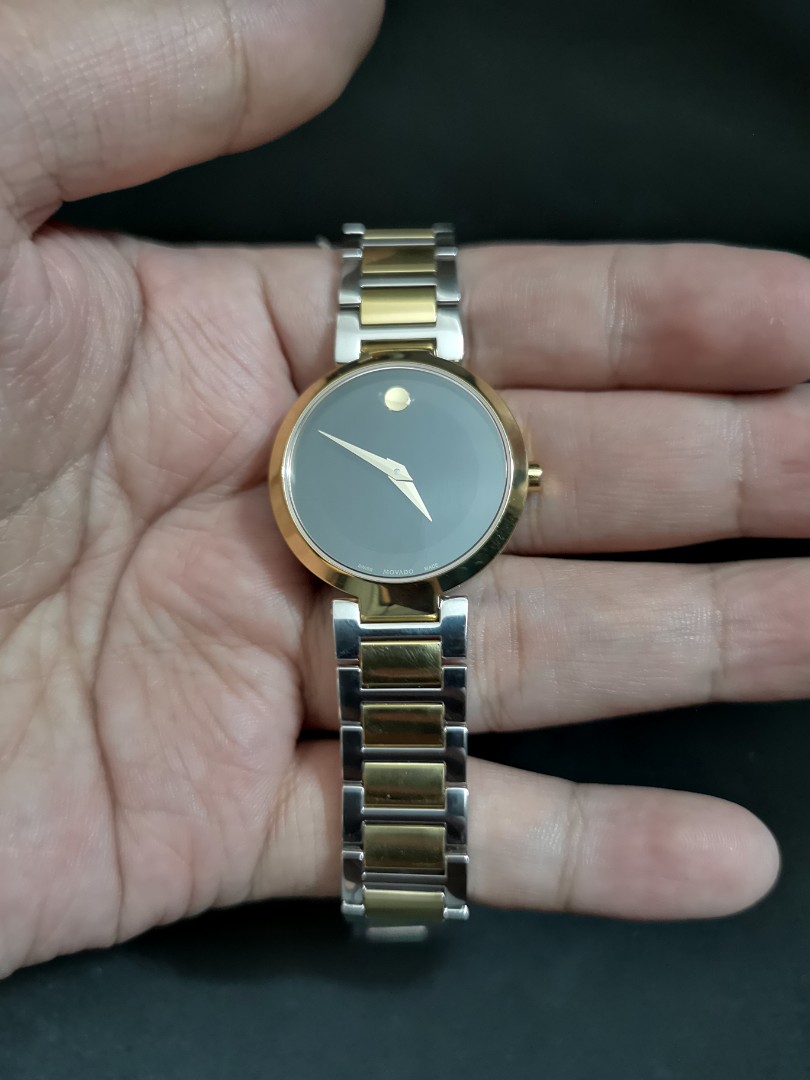 Movado Modern Classic Black Dial Two tone Ladies Watch