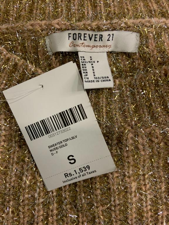 NEW Forever 21 Gold Sweater Top Women s Fashion Tops