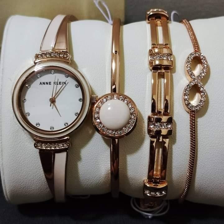 Anne klein women's swarovski crystal sales accented watch and bangle set