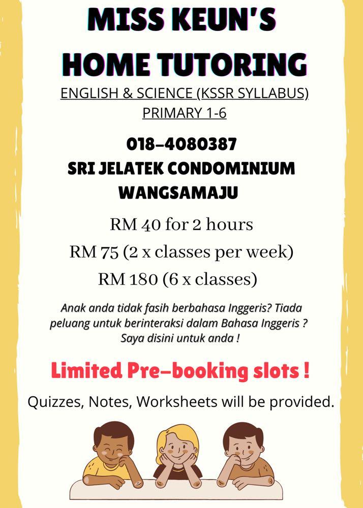 Primary English Science Tutor Services Tuition On Carousell
