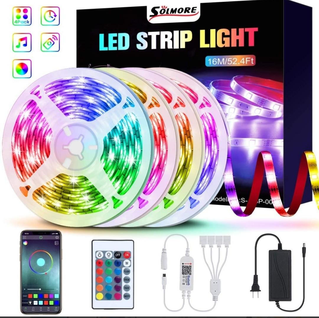 SOLMORE 16 Million Colors Rope Lights Sync with Music LED Strips Lights 5M 
