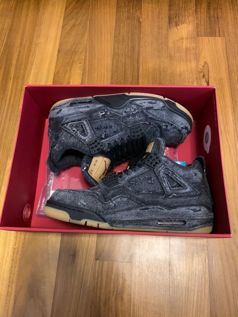 LOWEST PRICE VNDS Levi s x Air Jordan 4 Black SELF DISTRESSED