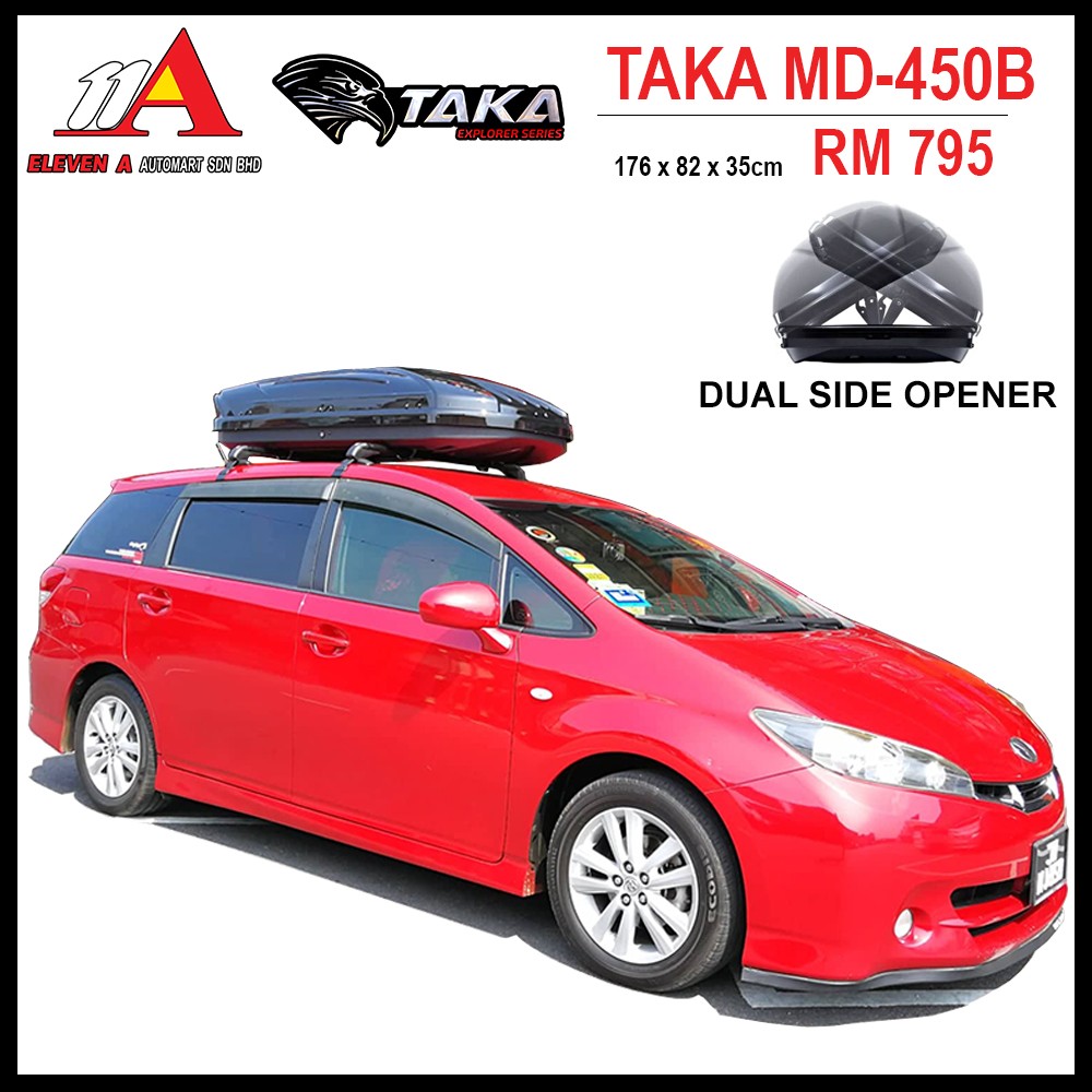 TAKA ROOFBOX MD 450B EXPLORER SERIES 450LITRE FREE ROOF RACK Auto
