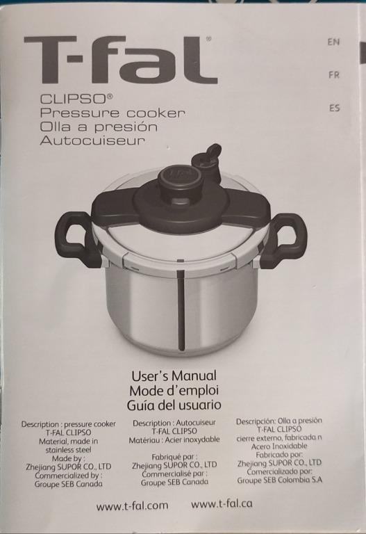TFAL CLIPSO Stainless Steel 6.3 Quart Pressure Cooker, TV & Home