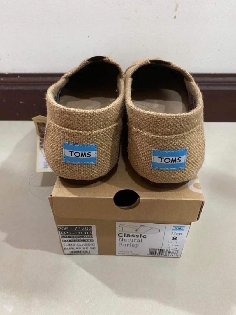 Toms Men Classic Natural Burlap UK size 7