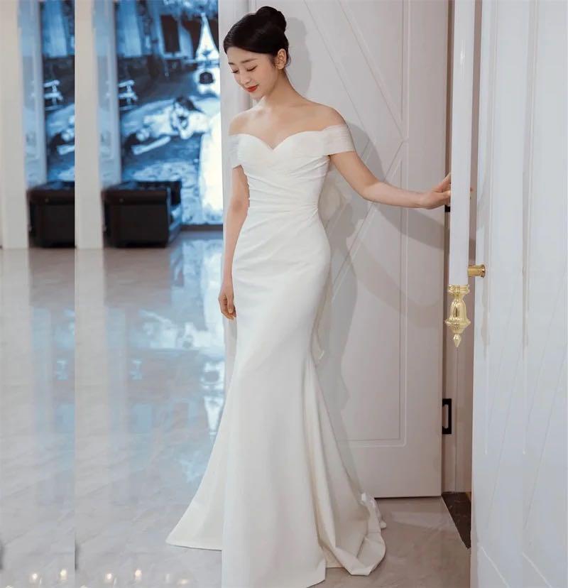 white gown with train