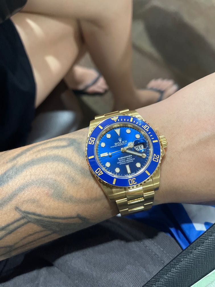 Gold submariner on wrist new arrivals