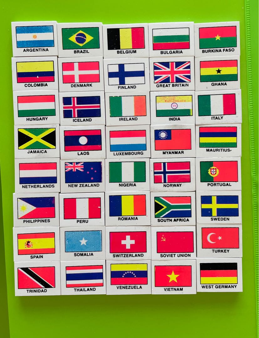 40 Countries Flag Eraser, Hobbies & Toys, Stationery & Craft, Craft Supplies & Tools on Carousell