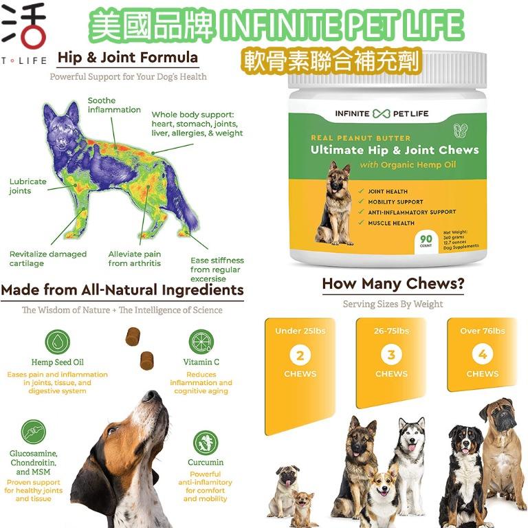 美國infinite 犬用關節軟骨素維他命 寵物用品 寵物食品 Carousell