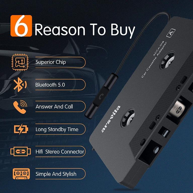 Arsvita Car Audio Bluetooth Cassette Receiver, Tape Player Bluetooth 5.