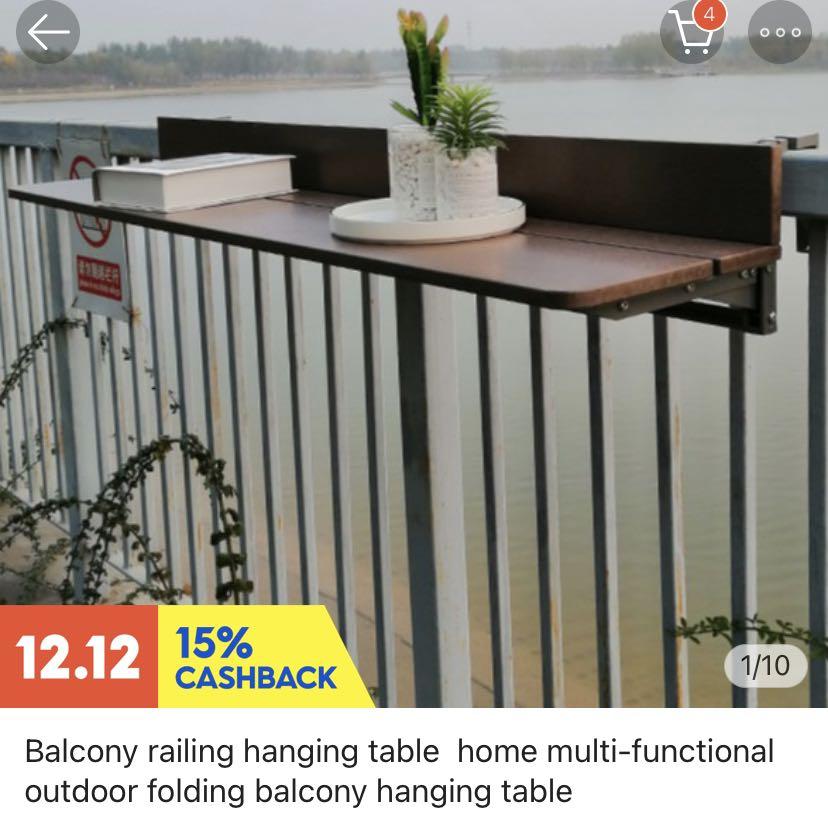 Balcony Railing Hanging Table, Furniture & Home Living, Outdoor