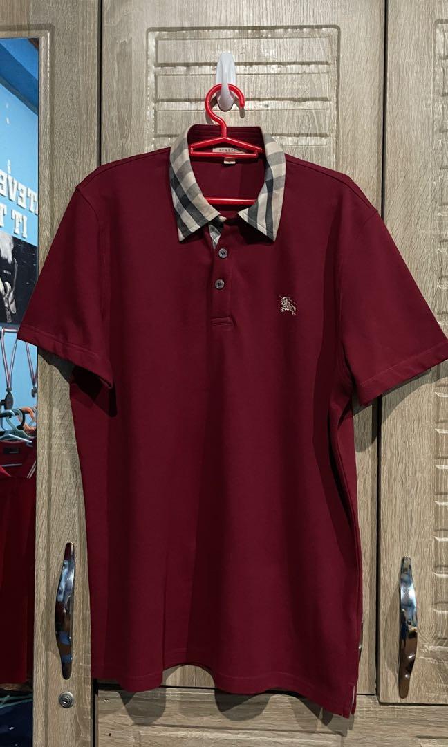 Burgundy burberry polo shirt sale