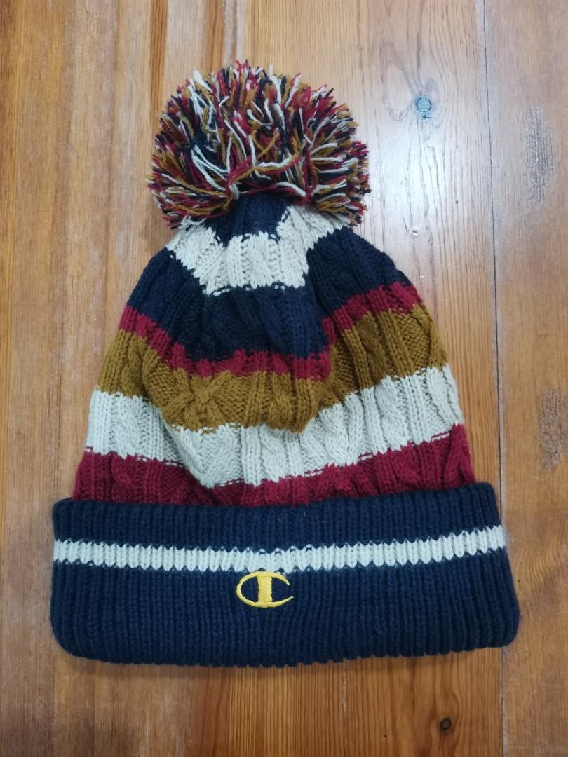 Champion 90's Striped Knitted Head Beanie, Men's Fashion, Accessories, Caps & Hats on Carousell