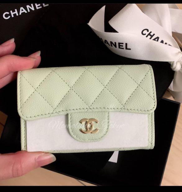 CHANEL, Bags, Chanel 22c Classic Wallet On Chain In Pistachio Green With  Gold Hardware