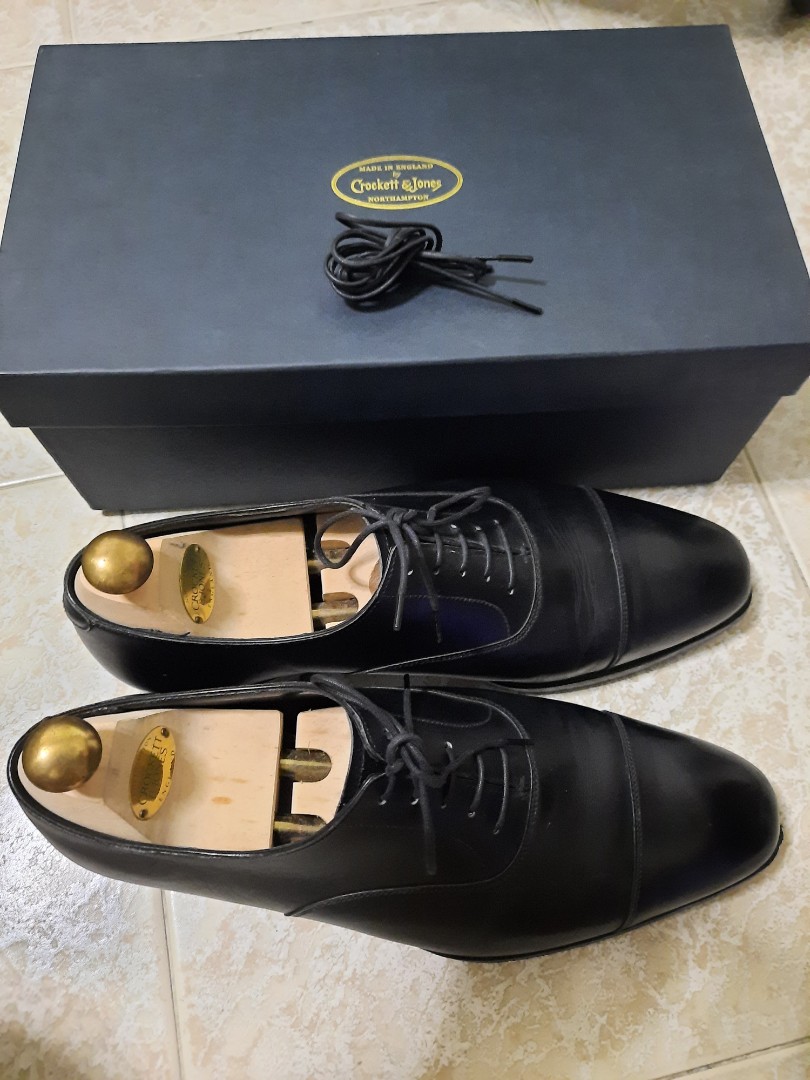 Crockett & Jones Black Calf Audley Dress Shoe, Men's Fashion, Footwear ...
