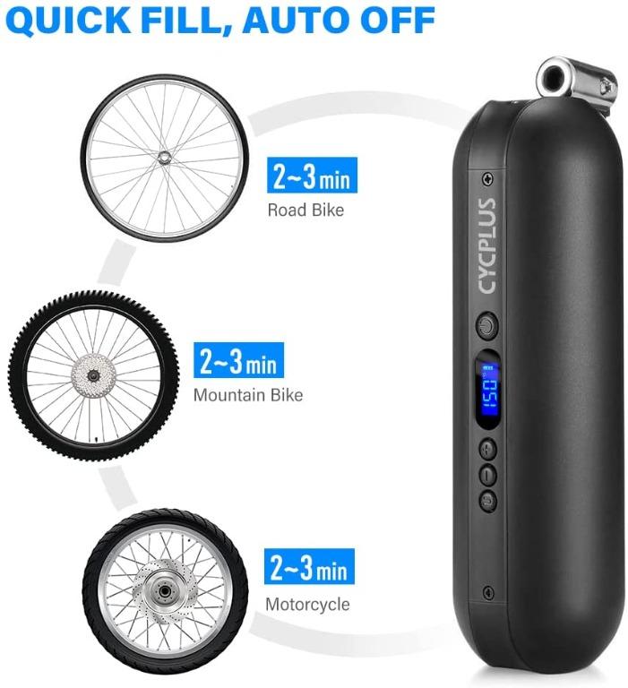 CYCPLUS A3 Air Inflator Bike Tire Pump, Portable Electric Tire Inflator  with 150 PSI and Auto