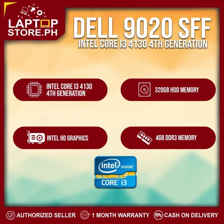 Desktop Computer Package CPU DELL Optiplex 9020 Intel Core i3 4130 4gb 320gb (4th generation) (Category: Desktops) located in Quezon City. Submitted by laptopstore.ph (Listing ID 1128730788, Image 2). Description: ▪️ DELL Optiplex 9020 Core i3 4th Generation Desktop 📌 Intel Core i3 - 4130 (4th generation) 📌 4gb ddr3 memory 📌 320gb sata 📌 Intel HD Graphics 📌 LAN 📌 USB Slots 📌 PS2 ports 📌 VGA Package: System Unit Freebies: Power Cord WARRAN