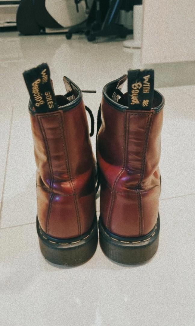 Dr Martens Cherry Red Boots Men s Fashion Footwear Boots on