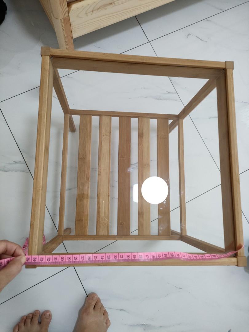 Glass top bamboo frame table (Ikea), Furniture & Home Living, Furniture