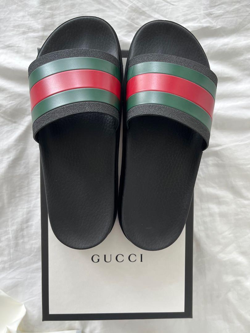 Gucci Black Pursuit Web Slides Slippers, Men's Fashion, Footwear, Flipflops  and Slides on Carousell