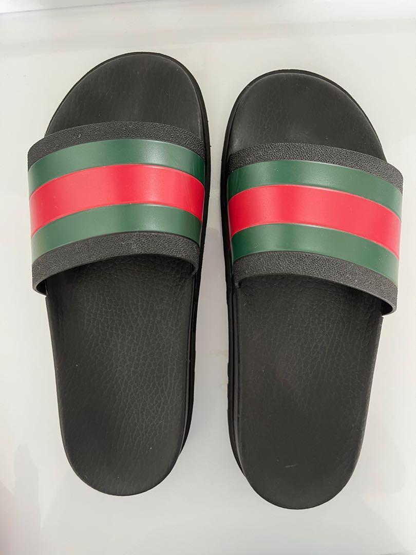 Gucci Black Pursuit Web Slides Slippers